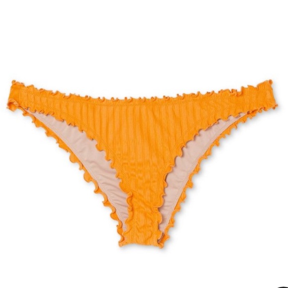 Shade & Shore Other - SHADE & SHORE Ribbed Ruffle High Leg Extra Cheeky Golden Yellow Bikini …